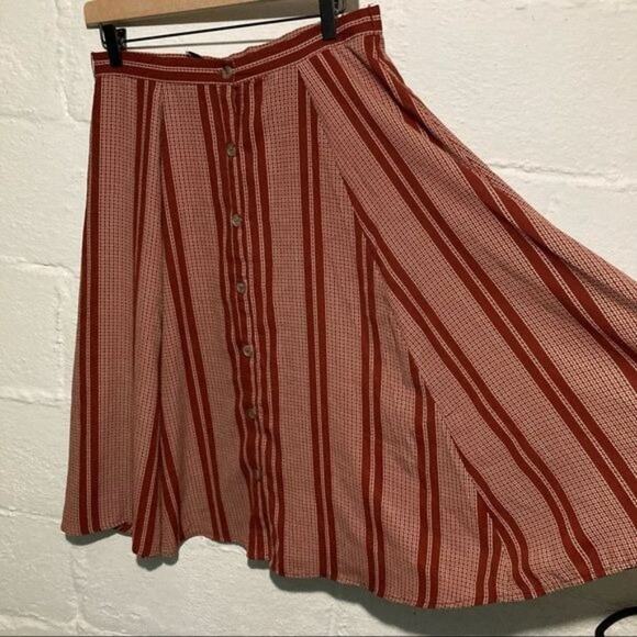 June & Hudson Striped Button Front Midi Skirt - Size L - Picture 3 of 7